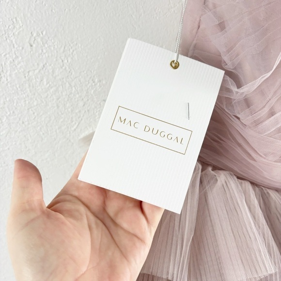 Mac Duggal Ruffle Tulle One Shoulder Bustier Mini Dress Pink Size 10 Cocktail - Picture 9 of 9